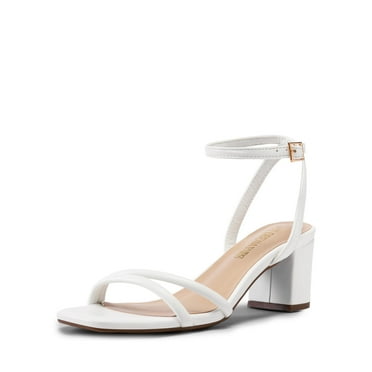 Women's Chunky Block Strappy Heels Square Open Toe Ankle Strap Comfortable Wedding Party Dressy Low Heeled Sandals Shoes