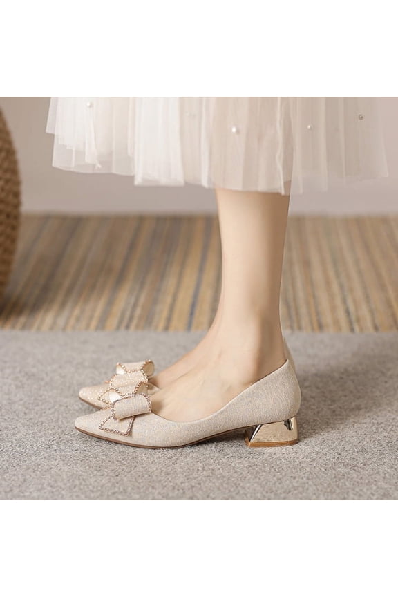 Women's Chunky Closed Block Heels Work Pumps Comfortable Dress Wedding Shoes for Party Office