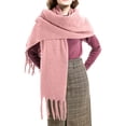 thumbnail image 1 of Women's Chunky Fringe Scarf, Winter Solid Color Shawl Wrap, Oversized Thickened Scarf, Fall Winter Accessory, Plush Warm Scarf and Cape Rose Gold, 1 of 3