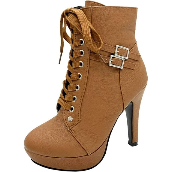 Women's Chunky Heel Ankle Boots | Lace-Up Winter Boots for Winter Style and Comfort