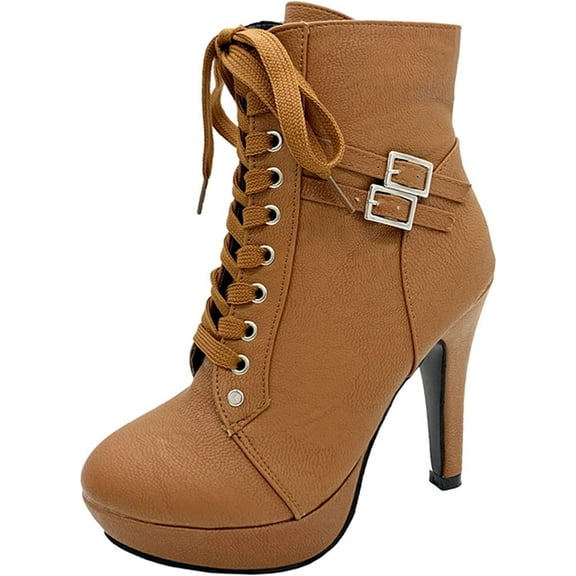 Women's Chunky Heel Ankle Boots | Lace-Up Winter Boots for Winter Style and Comfort