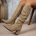 thumbnail image 1 of Women's Chunky Heel Knee High Boots, Fall Winter Pointed Toe Chunky Heel Side Zipper Boots with Breathable Lining, Trendy Footwear for Daily Leisure, 1 of 7