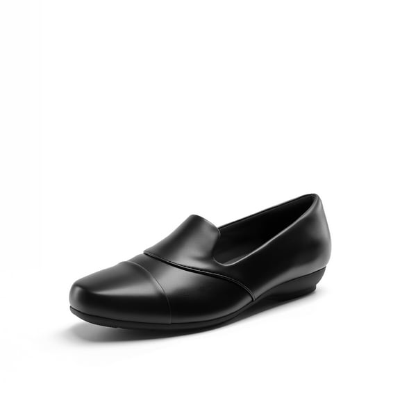 Women's Chunky Heel Loafers Slip-On Shoes Platform with Memory Foam Cushion, Round Toe & Chain Detail