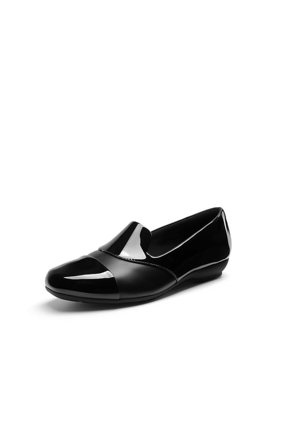 Women's Chunky Heel Loafers Slip-On Shoes Platform with Memory Foam Cushion, Round Toe & Chain Detail