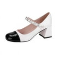 thumbnail image 1 of Women's Chunky Heel Mary Jane Shoes, Square Toe, Pearl Accent, White/Silver, 1 of 12