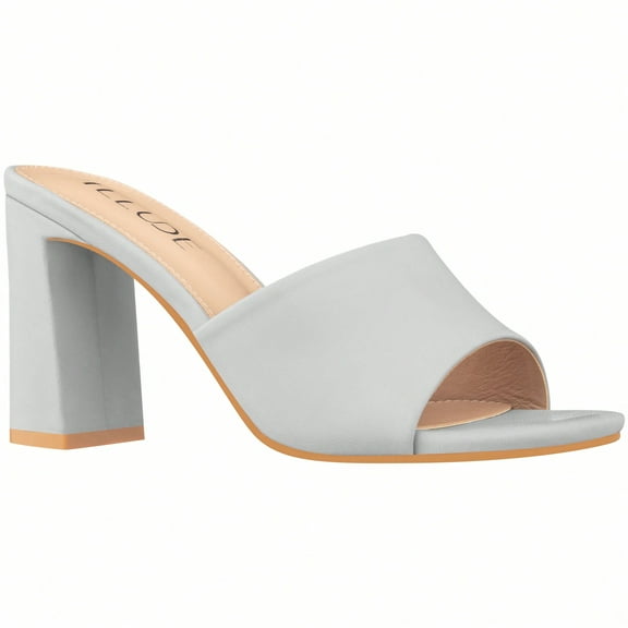 Women's Chunky Heeled Mule Sandals Low Heel Sandals Single Strap Square Toe Chunky Heeled Sandal