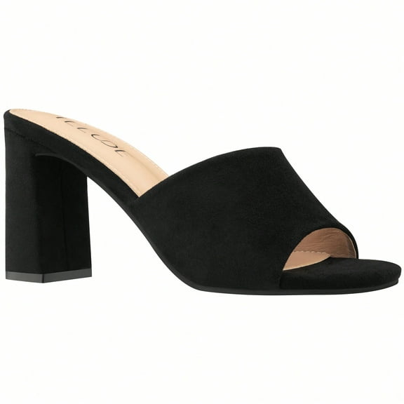 Women's Chunky Heeled Mule Sandals Low Heel Sandals Single Strap Square Toe Chunky Heeled Sandal