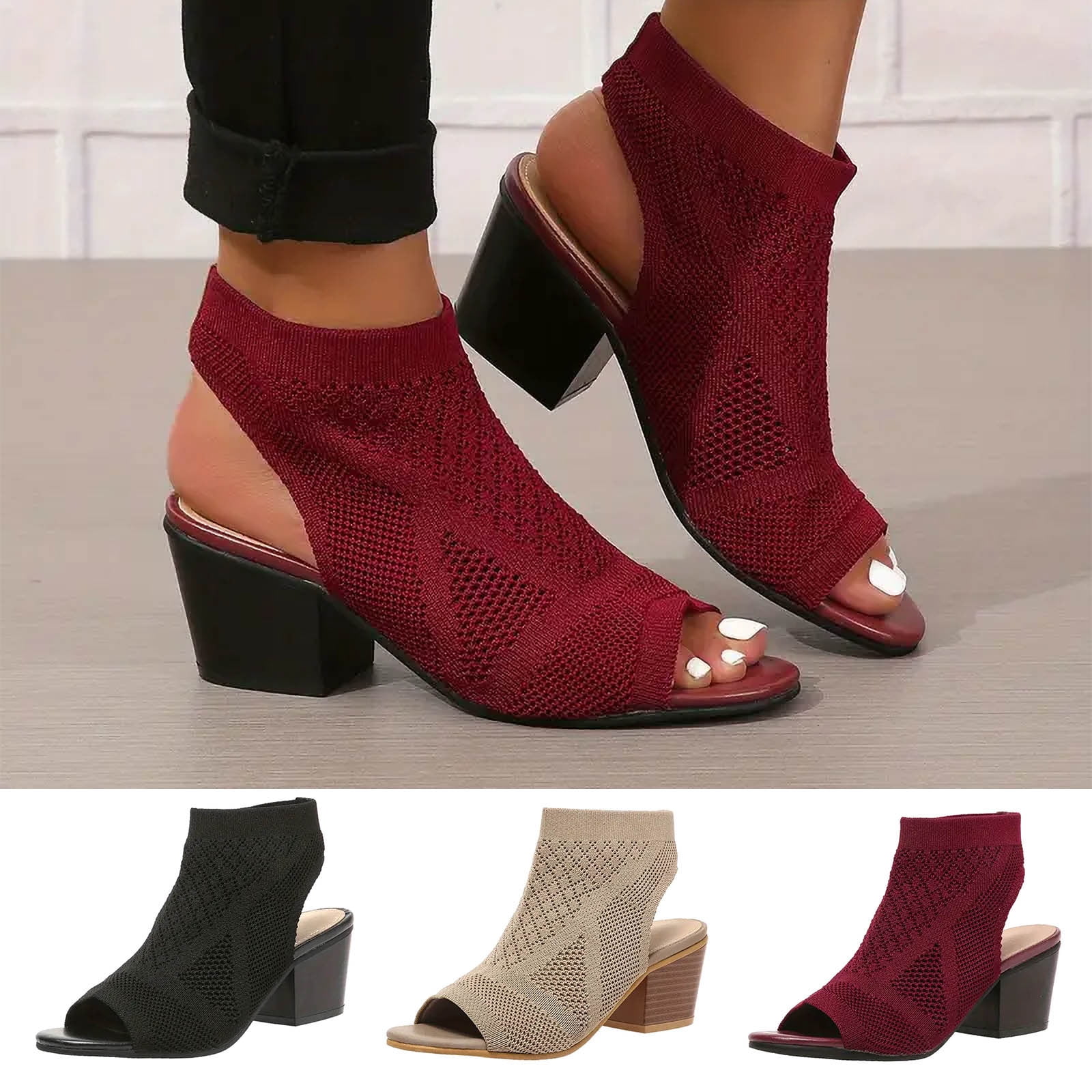 Women's Elagant Chunky Heel Slip-on Sandals