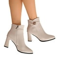 thumbnail image 1 of Women's Chunky High Heel Ankle Boots Closed Round Toe Short Booties Side Zipper Platform Dress Pumps Shoes for Wedding Party Prom, 1 of 8