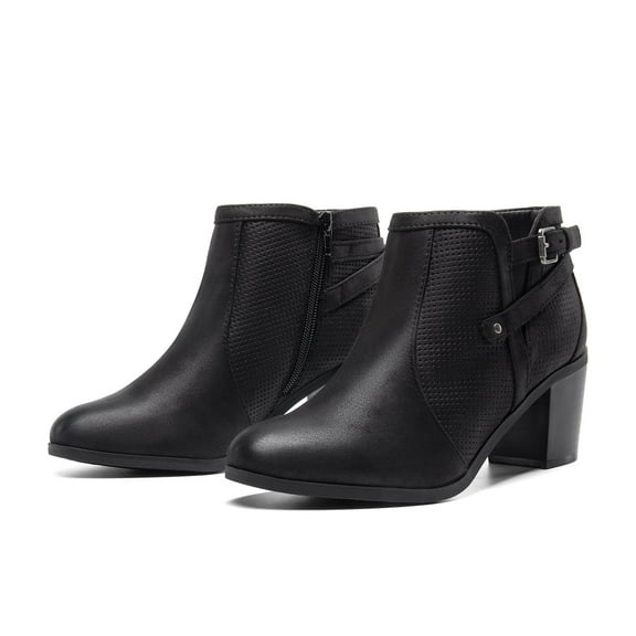 Women's Chunky High Heel Ankle Boots Round Toe Fall Short Booties Shoes