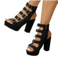 thumbnail image 1 of Women's Chunky High Heel Platform Gladiator Sandals Open Toe Strappy Multi Buckle Goth Roman Sandals Fashion Party Dress Punk Summer Caged Shoes Side Zipper, 1 of 7