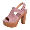 thumbnail image 1 of Women's Chunky High Heeled Sandals Platform Block Heels Fashion Peep Toe Ankle Strap Buckle Thick Sole Pumps Shoes, 1 of 4