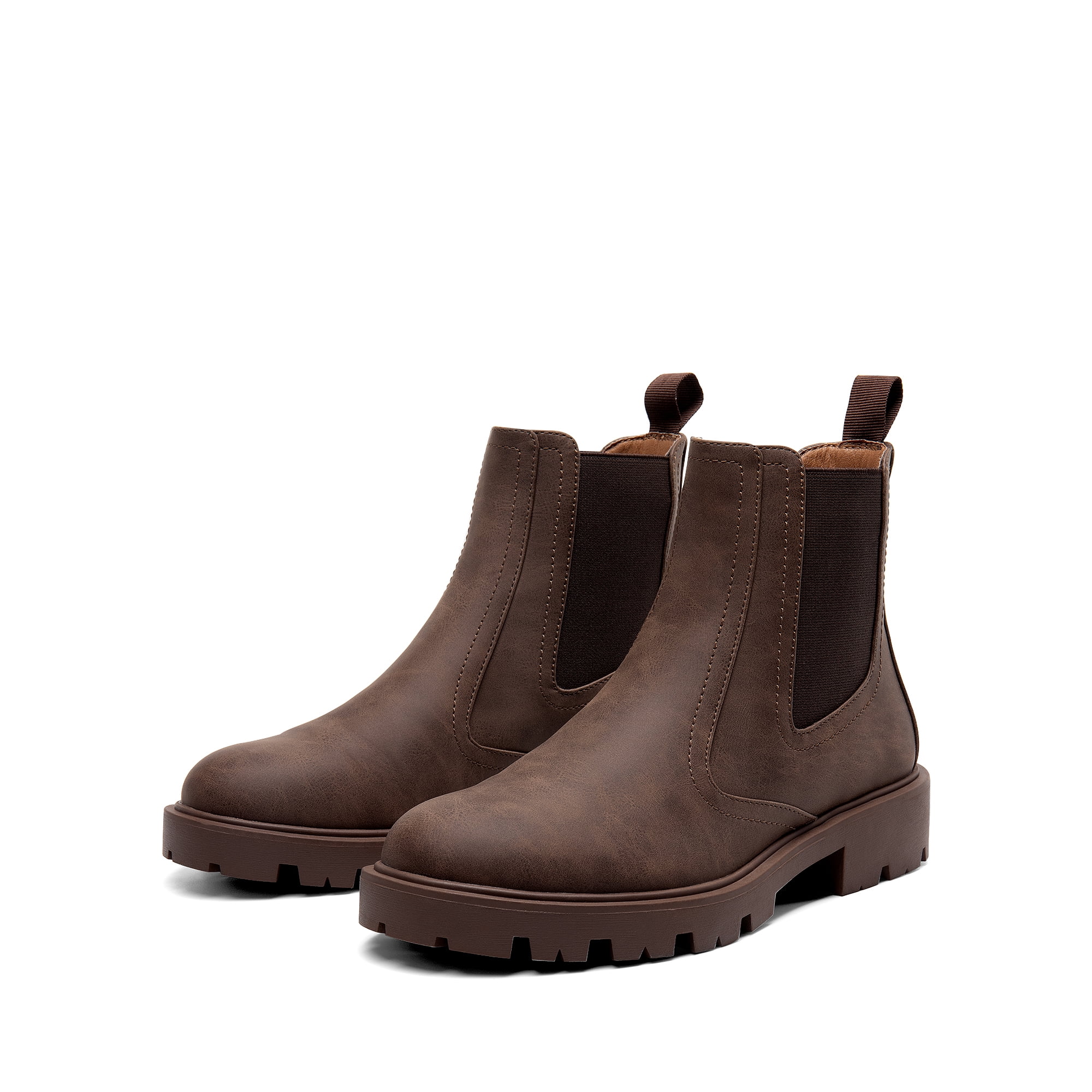 Women's Chunky High Round Toe Chelsea Booties Slip On Elastic Fall Short Boots