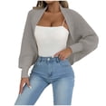 thumbnail image 1 of Women's Chunky Knit Open Front Cardigans Sweater Long Sleeve Cardigan Cropped Ribbed Shrug Sweater Bolero Tops, 1 of 6