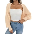thumbnail image 1 of Women's Chunky Knit Open Front Cardigans Sweater Long Sleeve Cardigan Cropped Ribbed Shrug Sweater Bolero Tops, 1 of 7