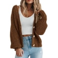 thumbnail image 1 of Women's Chunky Knit Open Front Sweater Long Sleeve Button Loose Short Cardigan Outerwear Coats, 1 of 15