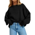 thumbnail image 1 of Women's Chunky Knit Sweater - Oversized Ribbed Crewneck Long Sleeve Top Fall Winter Casual Fashion, 1 of 7