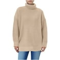 thumbnail image 1 of Women's Chunky Knit Turtleneck Sweater Oversized Long Sleeve Loose Fit Pullover Top for Fall & Winter Khaki XL, 1 of 6