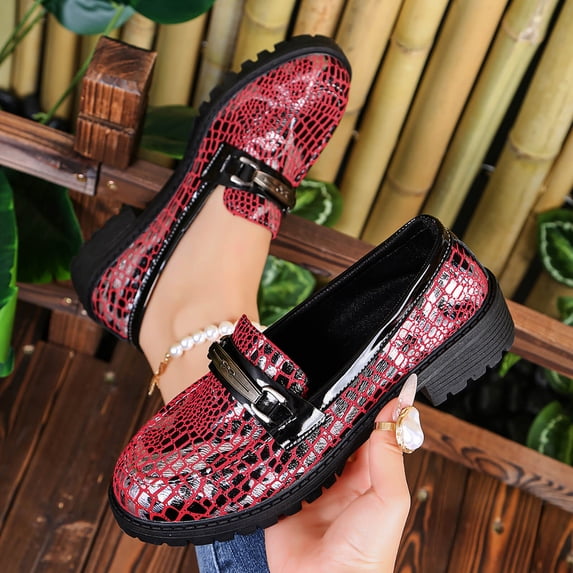 Women's Chunky Loafers, Platform Comfortable Slip-On Dressy Business Casual Shoes