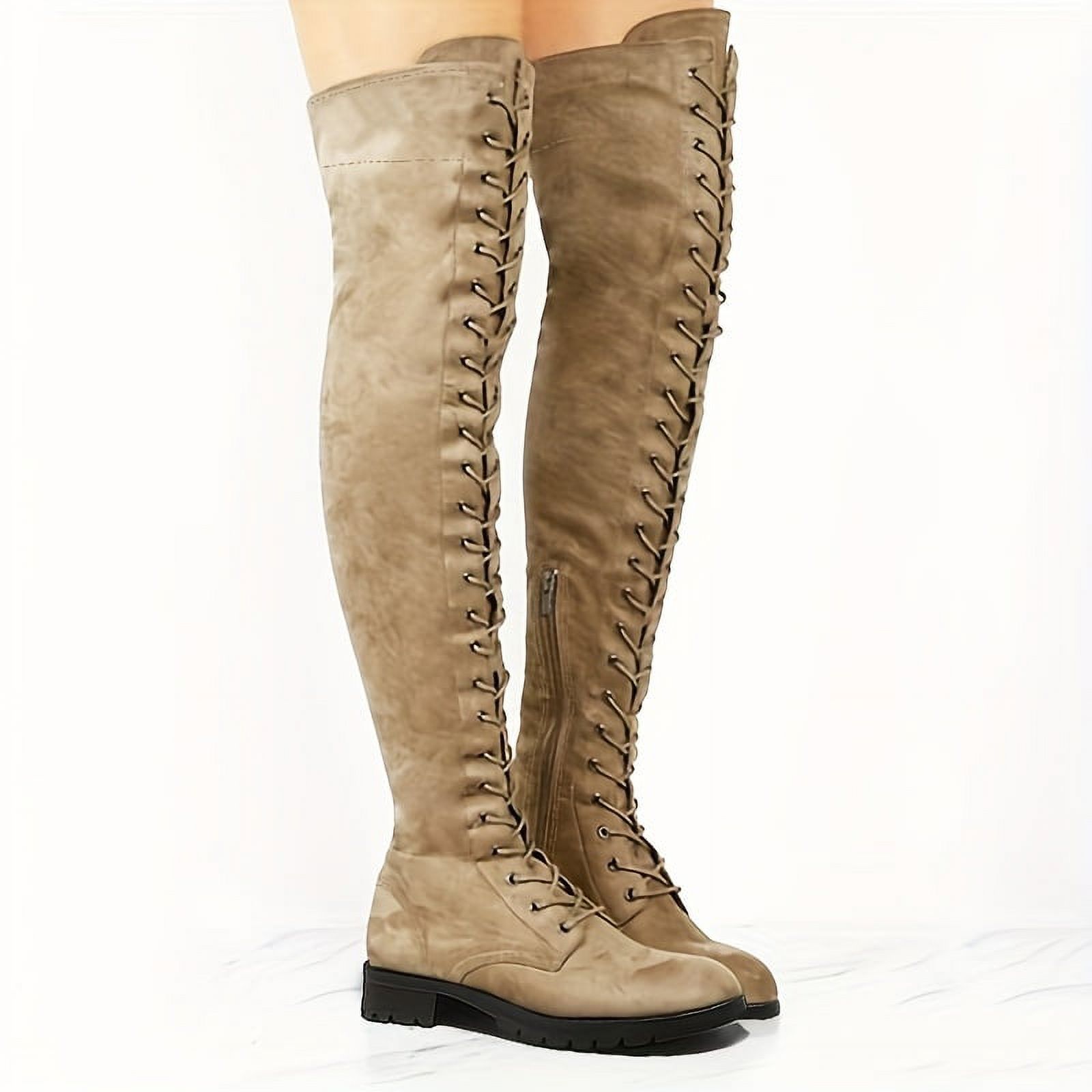 WAYDERNS Women's Knee High Boots - 1.5 Inch Chunky Low Heel, Zip Up Cold Weather Boots With Fleece Lining