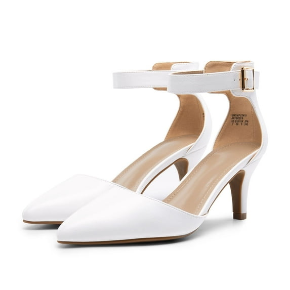 BURUDANI Women's Chunky Low Heels Sandals Ankle Strap Wedding Shoes
