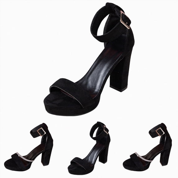 Women’s Chunky Platform Heels Block Sandals Open Toe Strappy Heels with Ankle Strap Wedding Prom Party Graduation Dressy Shoes Silver Size 9.5