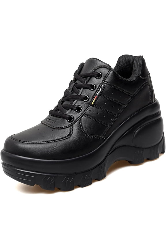 Women's Chunky Platform Lace Up Sport Walking Shoes Orthopedic Wedge Casual Shoes with Arch Support