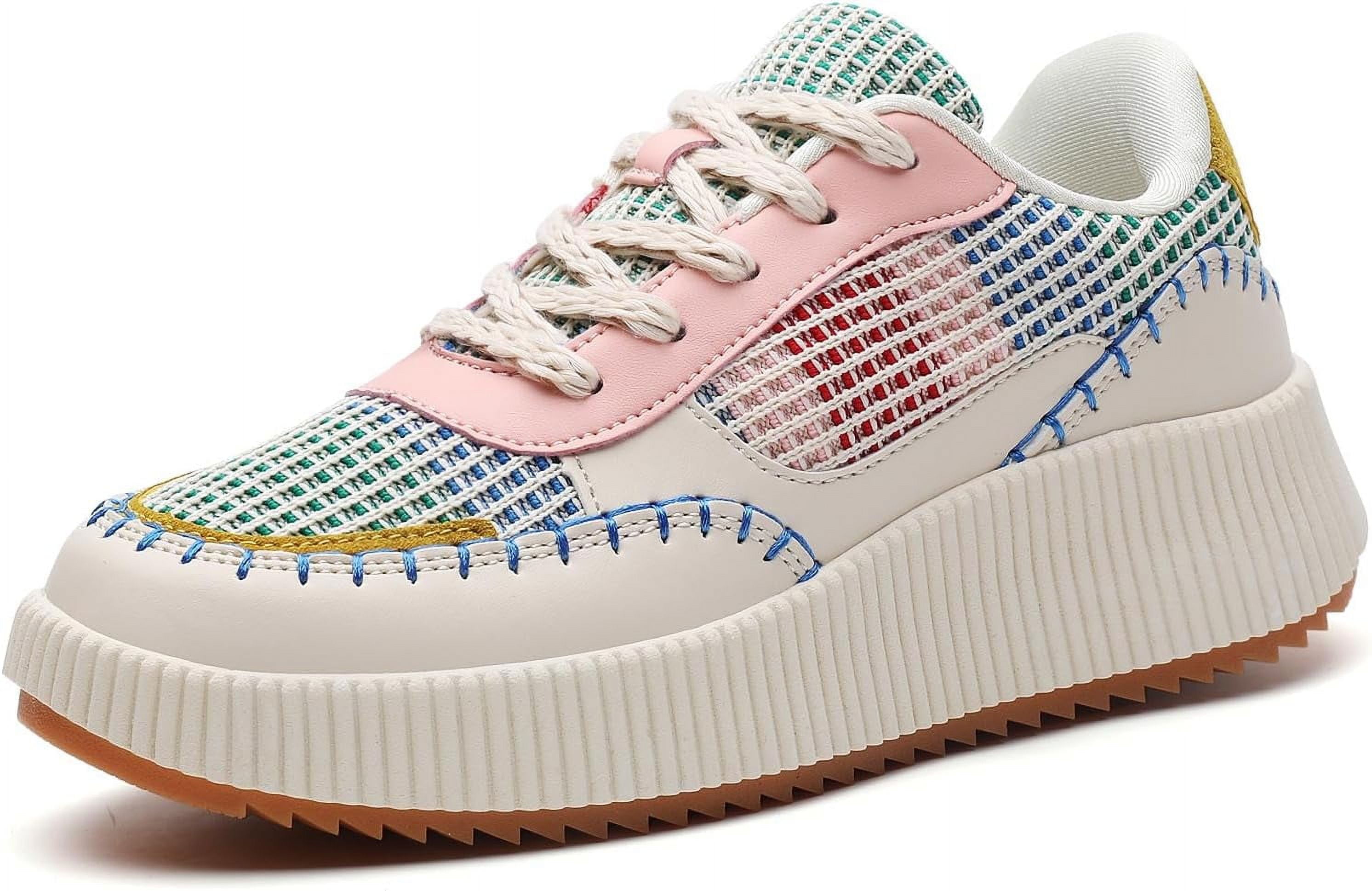 Women s Chunky Platform Sneakers Orthopedic Walking Shoes with Arch Support Breathable Knit Uppers Casual Shoes with Non Slip Rubber Outsole