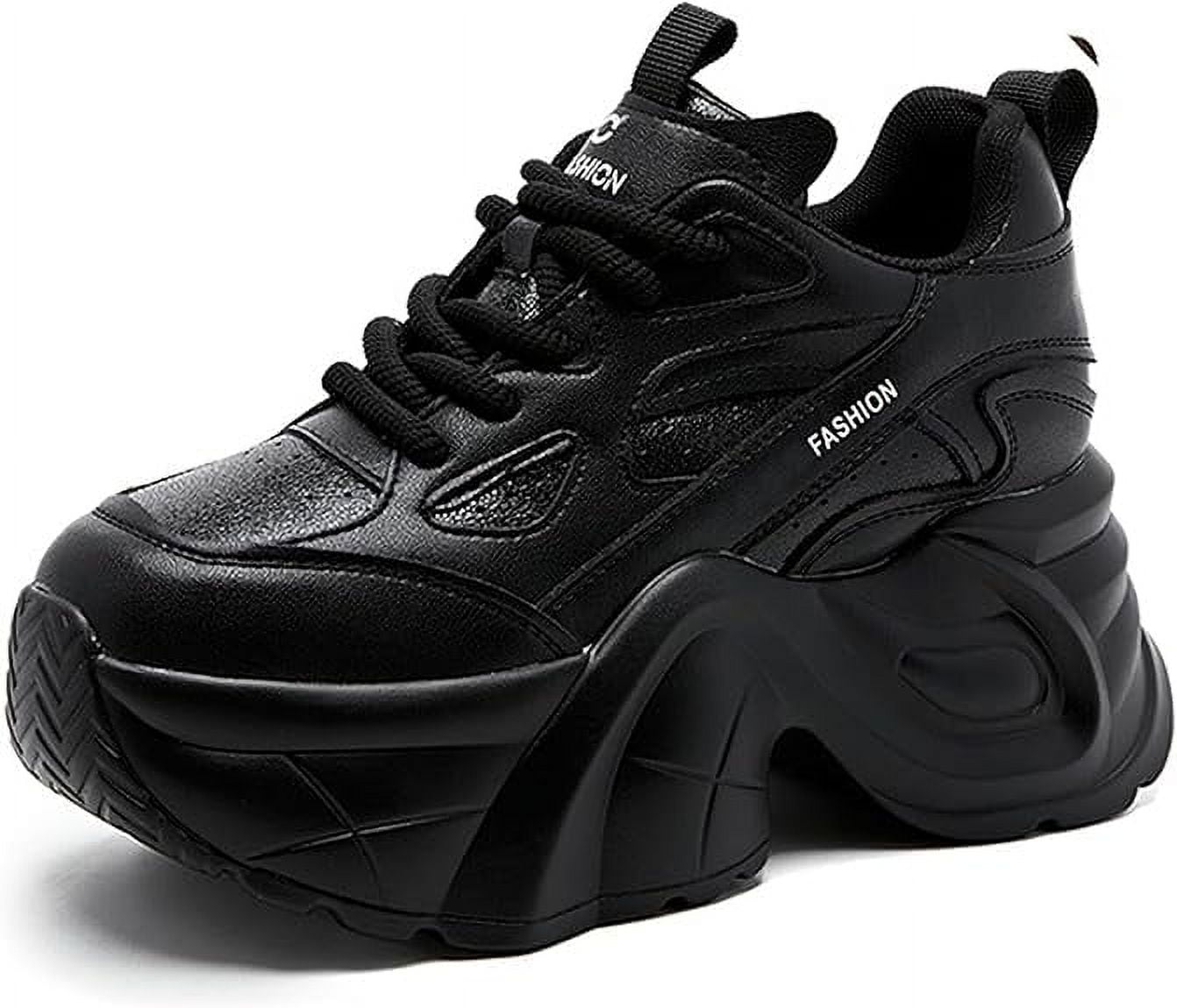 Women's Chunky Platform Walking Dad Shoes Lace Up Wedge Low Top