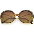 thumbnail image 1 of Women's Chunky Round Sunglasses Open Metal Arms Neutral Colored Lens 55mm (Tortoise Gold / Amber), 1 of 4