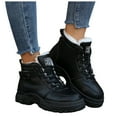 thumbnail image 1 of Women's Chunky Winter Combat Boots Fashion Casual Lace up Fleece Lining Non Slip Walking Snow Ankle Booties Black Size 9, 1 of 7