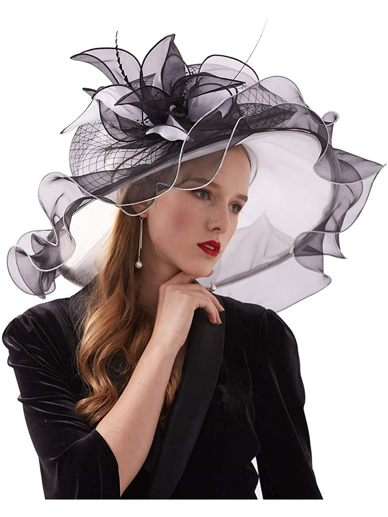 2758 Women’s Organza Church Tea Party Wedding Fascinator Hat Uv-anti Wide Womens Organza Church Fascinator Bridal Tea Party Wedding  main image 3