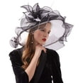thumbnail image 1 of Women's Church Hat Organza Fascinator Wedding Tea Party Hat Wide Brim Sun Hat, 1 of 6