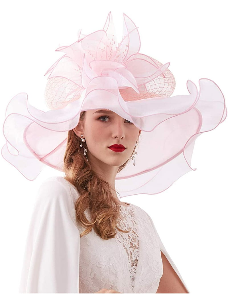 2671 Women’s Organza Church Tea Party Wedding Fascinator Hat Uv-anti Wide Visland Women main image 4