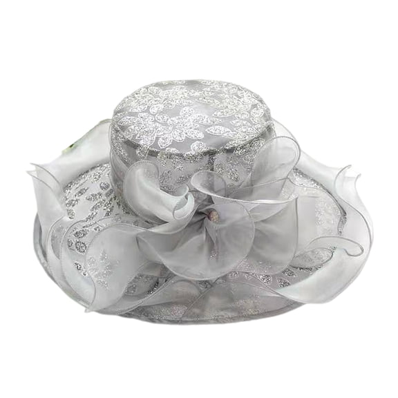 Women's Church Hat Wide Brim Lace Flower Bridal Shower Hat Cocktail Tea Party Dress Hat