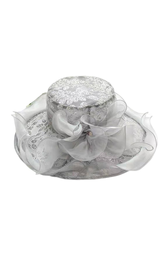 Women's Church Hat Wide Brim Lace Flower Bridal Shower Hat Cocktail Tea Party Dress Hat