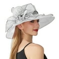 thumbnail image 1 of Women's Church Tea Party Wedding Fascinator Derby Hat Ladies Sun Hat with Mesh Flower Decoration Wide Brim Hat Occasion Event QURATI, 1 of 4