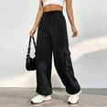 thumbnail image 1 of Women's Cinch Bottom Sweatpants Casual Drawstring Elastic Waist Straight Leg Jogger Pants 2023 Winter Fleece Solid Baggy Lounge Sport Trousers, 1 of 5