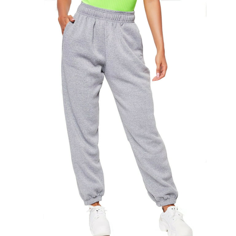 Women's Cinch Bottom Sweatpants Pockets High Waist Sporty Gym Athletic Fit  Jogger Pants Lounge Trousers Gray L 