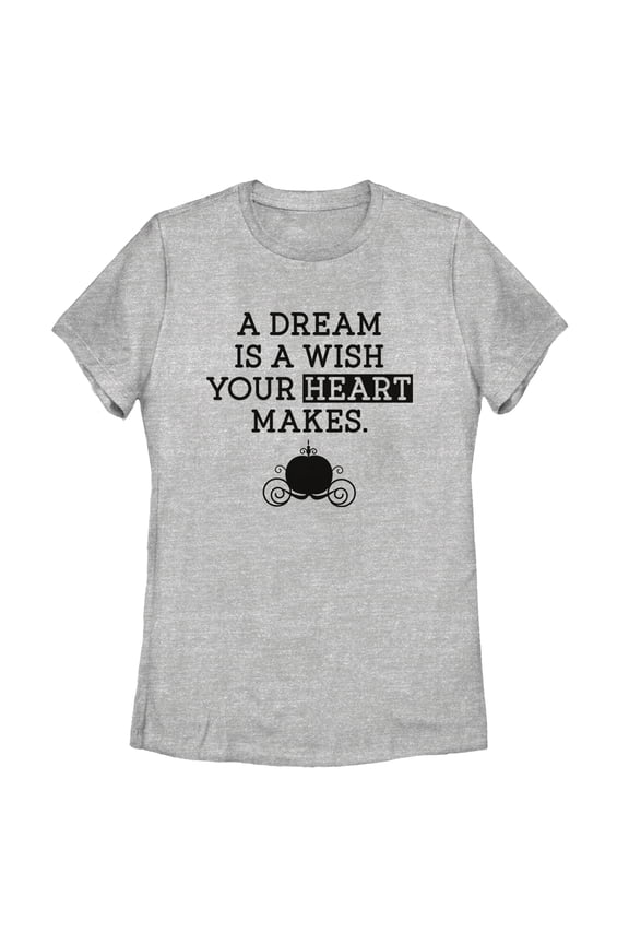 Women's Cinderella A Dream Is a Wish Your Heart Makes Graphic Tee Athletic Heather Medium