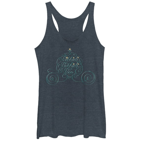 Women's Cinderella Bibbidi Bobbidi Boo Racerback Tank Top Navy Blue Heather X Large