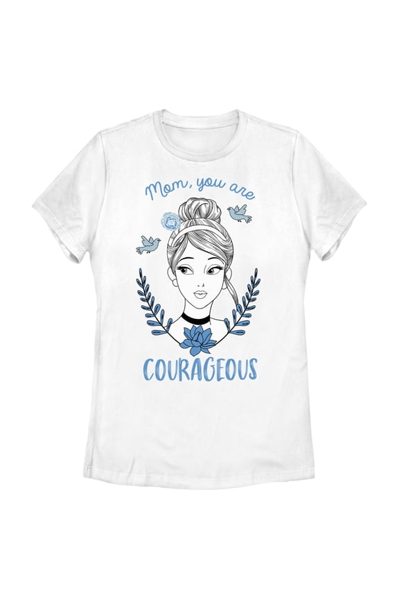 Women's Cinderella Courageous Mom Graphic Tee White 2X Large