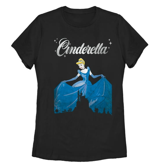 Women's Cinderella Dress Silhouette  Graphic Tee Black Medium