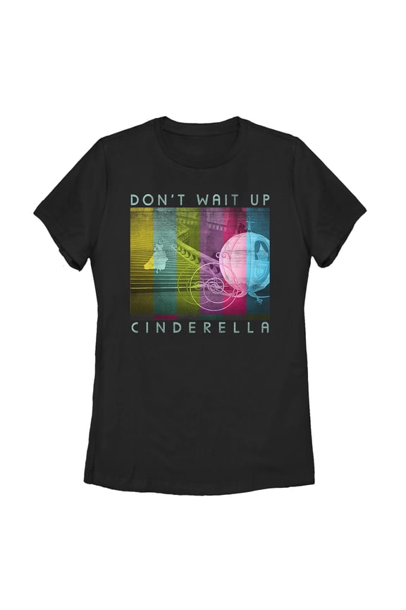 Women's Cinderella TV Glitch Stripe Graphic Tee Black Medium