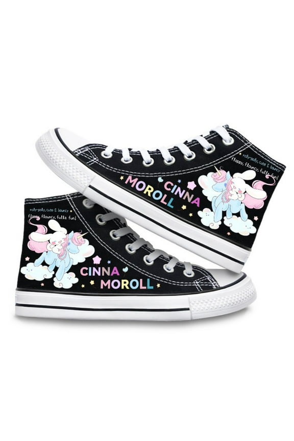 Women's Cinnamoroll High Top Canvas Sneakers - Cartoon Print Lace-Up Casual Shoes for Teens & Adults Casual Walking Shoes