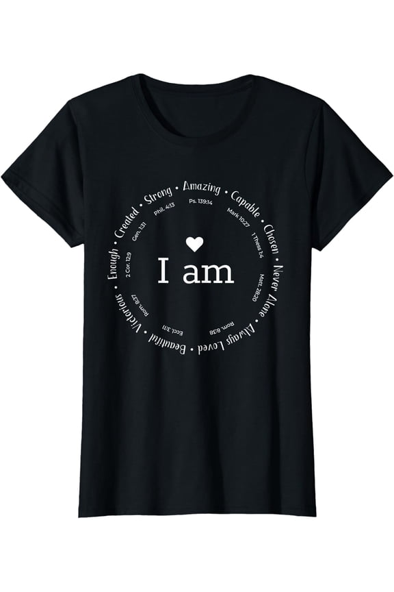 Women's Circle Design Positive Affirmations T-Shirt - Classic Fit, Round Neck Black Medium