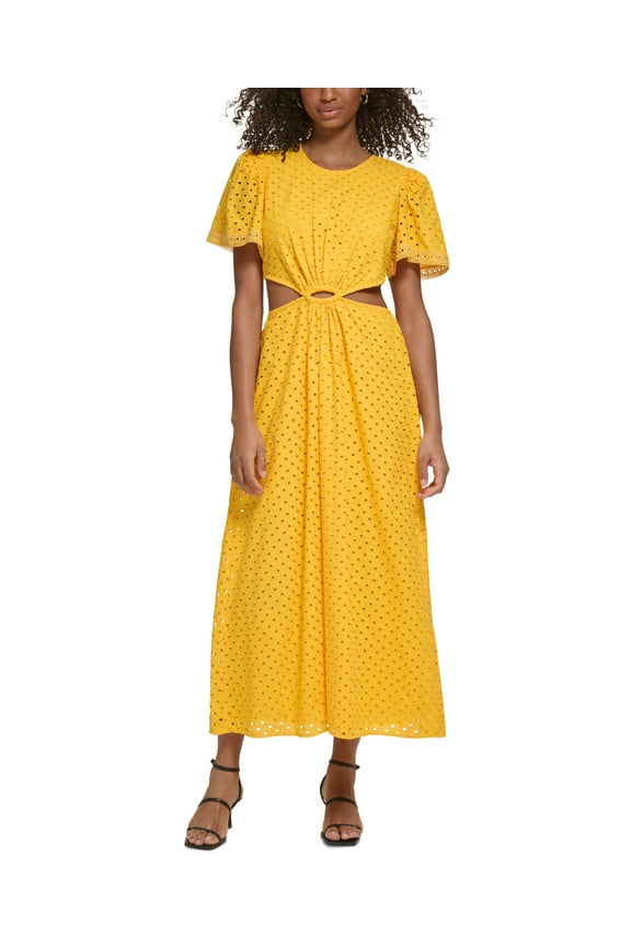 Women's Circle Eyelet Side-Cutout Maxi Lemon Chrome 14