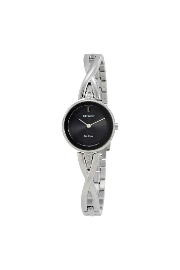 Eco-Drive Women's Silhouette Black Dial Crystal Watch EX1420-50E