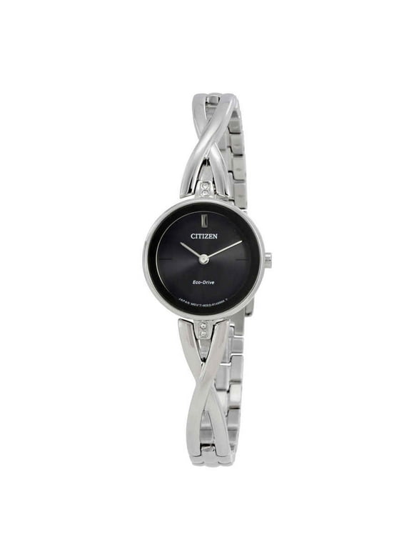 Eco-Drive Women's Silhouette Black Dial Crystal Watch EX1420-50E