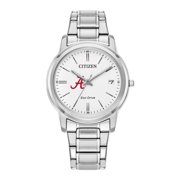 Women's Citizen Watch Silver Alabama Crimson Tide Eco-Drive White Dial Stainless Steel Watch